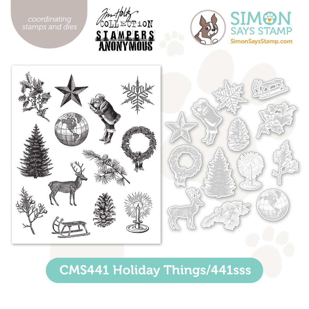Tim Holtz Holiday Things Stamps with Simon Says Stamp Dies Bundle setht25
