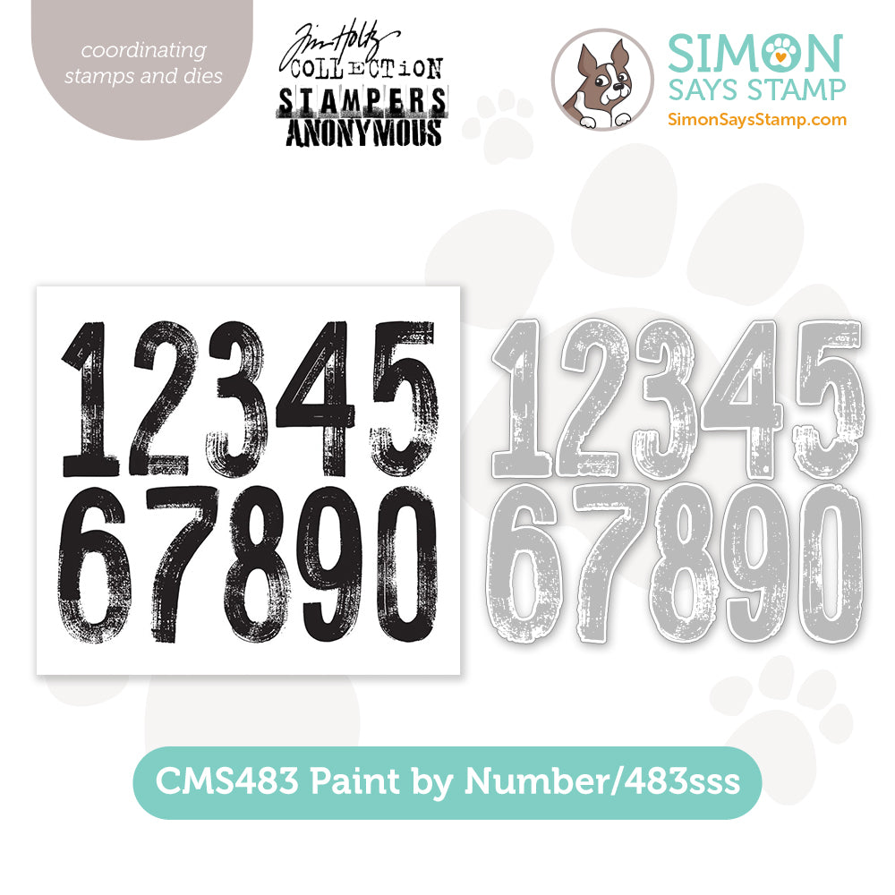 Tim Holtz Paint By Number Stamps with Simon Says Stamp Dies Bundle setpb24