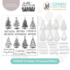 Tim Holtz Scribbly Christmas Stamps with Simon Says Stamp Dies Bundle setsc25