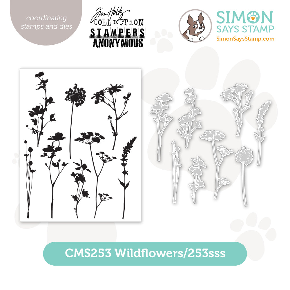 Tim Holtz Wildflowers Stamps with Simon Says Stamp Dies Bundle setwf25