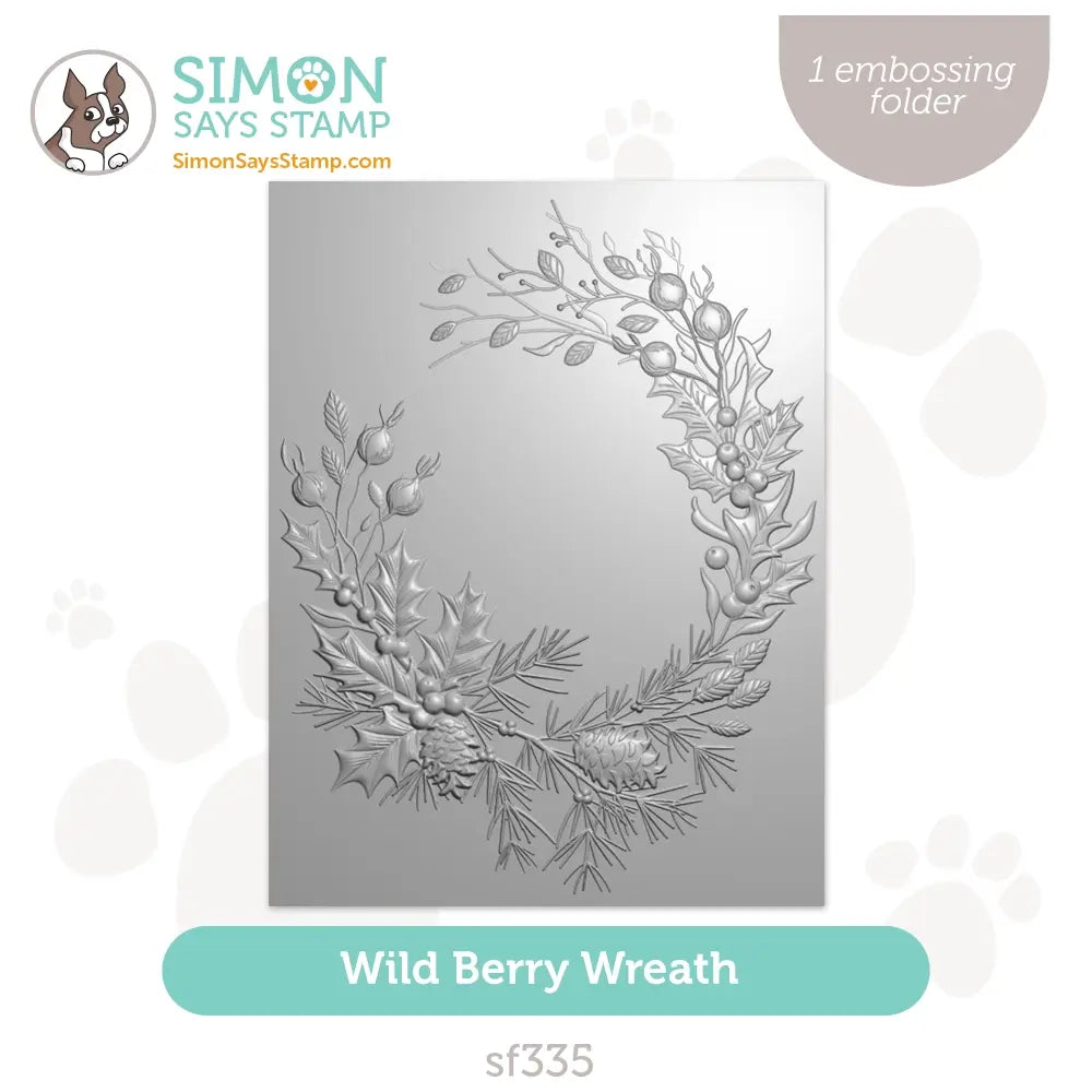 Simon Says Stamp Embossing Folder Wild Berry Wreath sf335 Stamptember