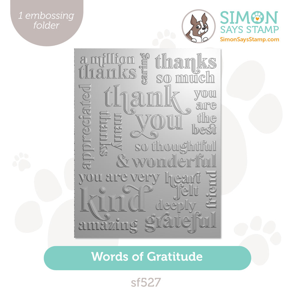 Simon Says Stamp Embossing Folder Words Of Gratitude sf527