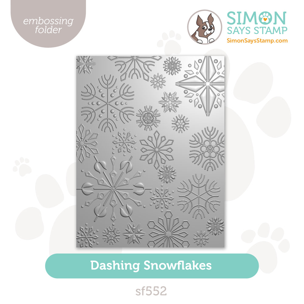 Simon Says Stamp Embossing Folder Dashing Snowflakes sf552 Heart to Heart