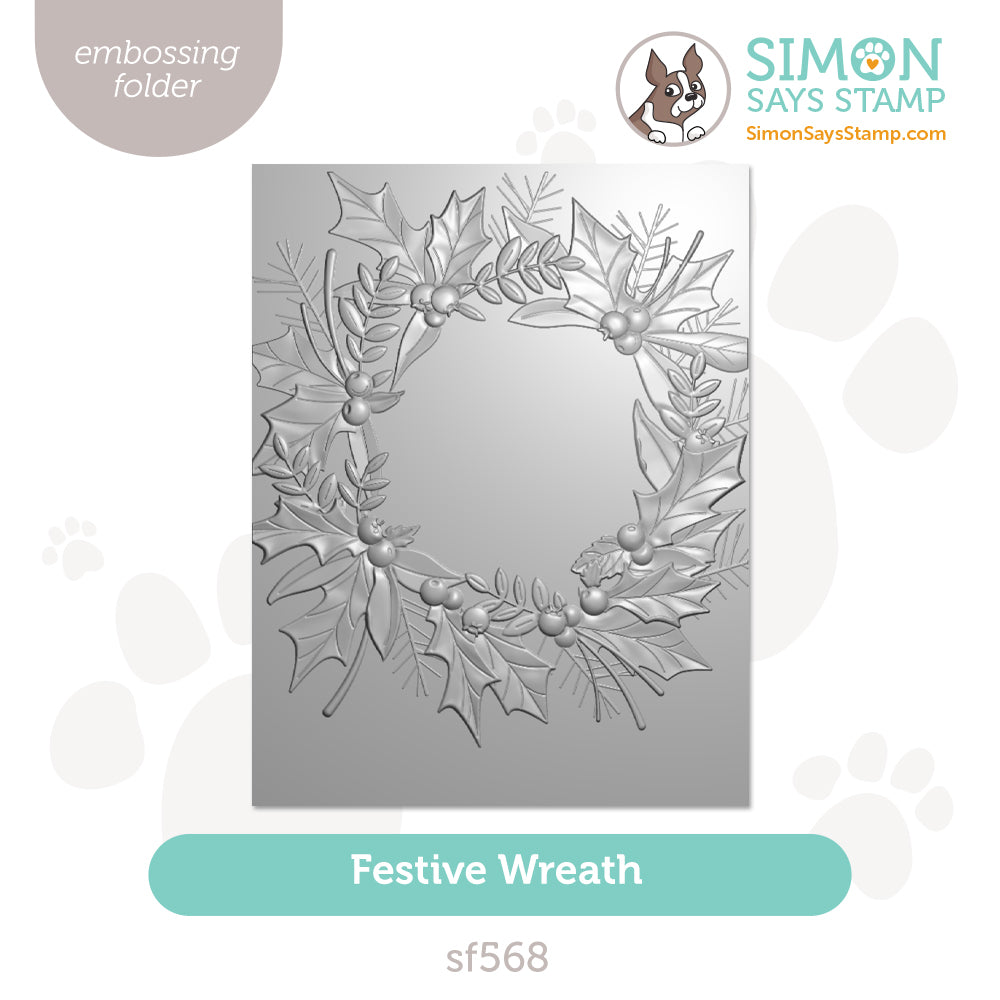 Simon Says Stamp Embossing Folder Festive Wreath sf568 Sugar And Spice