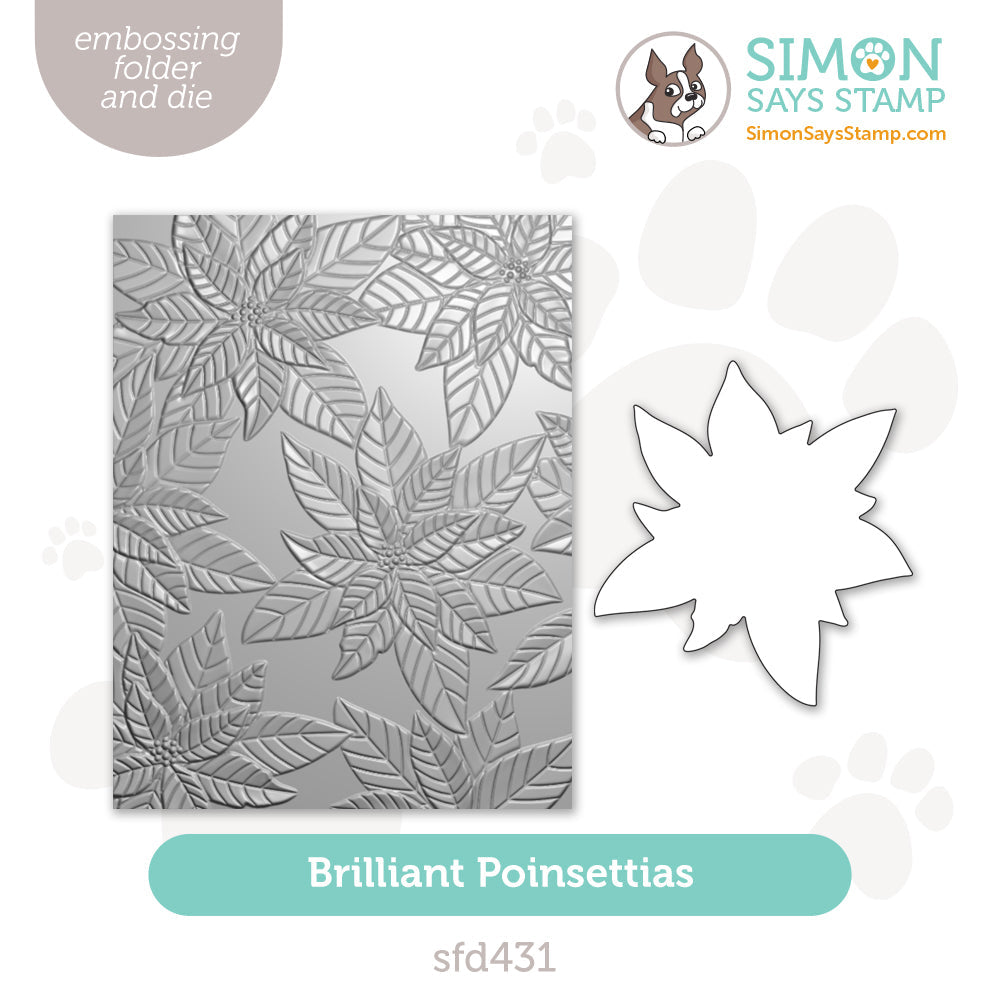 Simon Says Stamp Embossing Folder And Cutting Dies Brilliant Poinsettias sfd431 Sweet Wishes