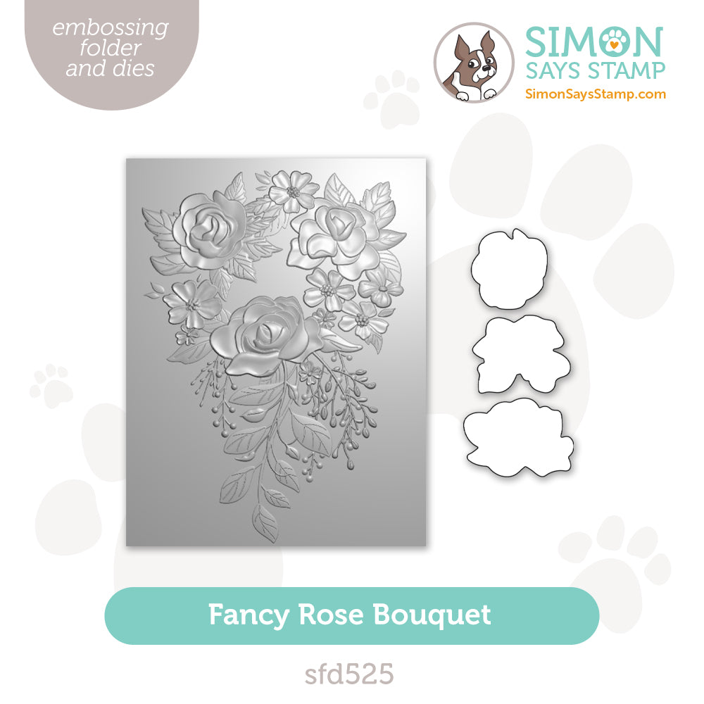 Simon Says Stamp Embossing Folder And Cutting Dies Fancy Rose Bouquet sfd525 Heart to Heart
