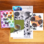 Ranger Simon Hurley Beautiful Blooms Clear Stamps hur85553 cards with stamp set