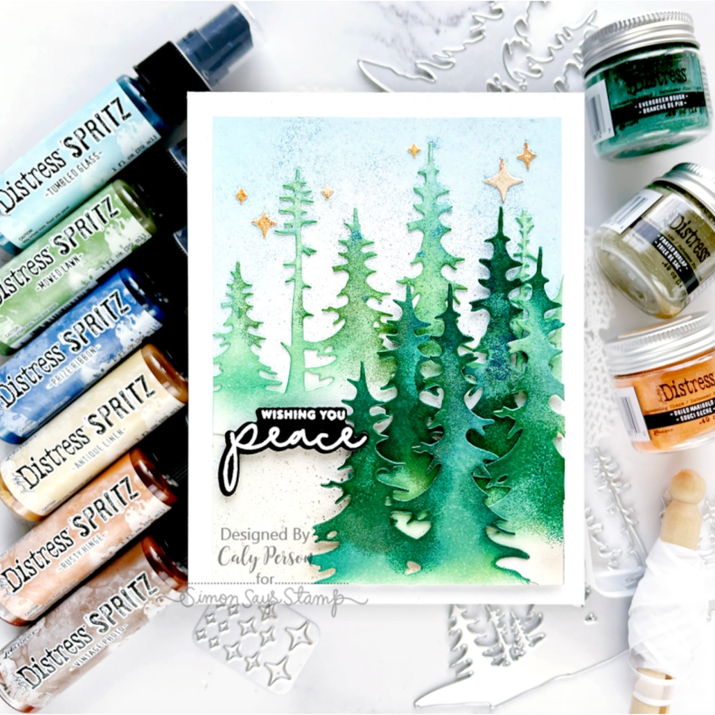 Tim Holtz Distress Embossing Glaze Dried Marigold Ranger tde88110 Wishing You Peace Card | color-code:ALT02