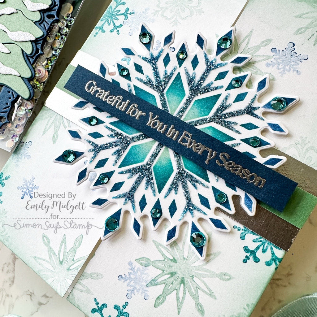 Simon Says Stamp Stencils and Dies Crystal Snowflake set1133cs Grateful Card  | color-code:ALT10