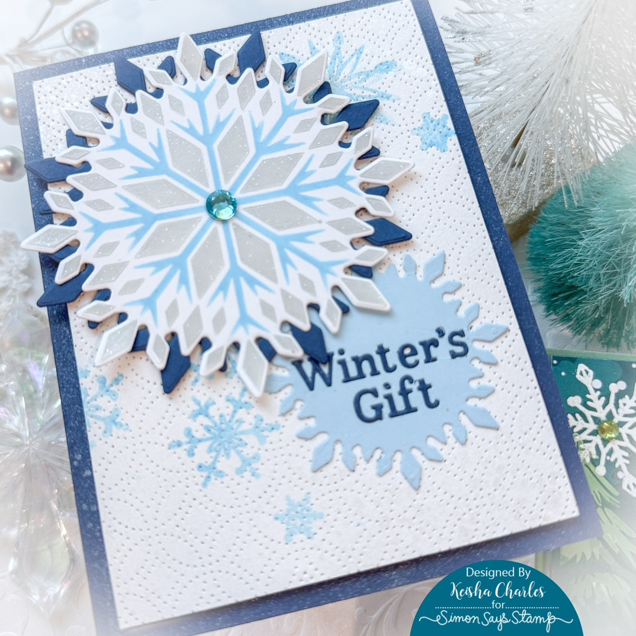 Simon Says Stamp Crystal Snowflake Wafer Dies 1526sdc Winter Card