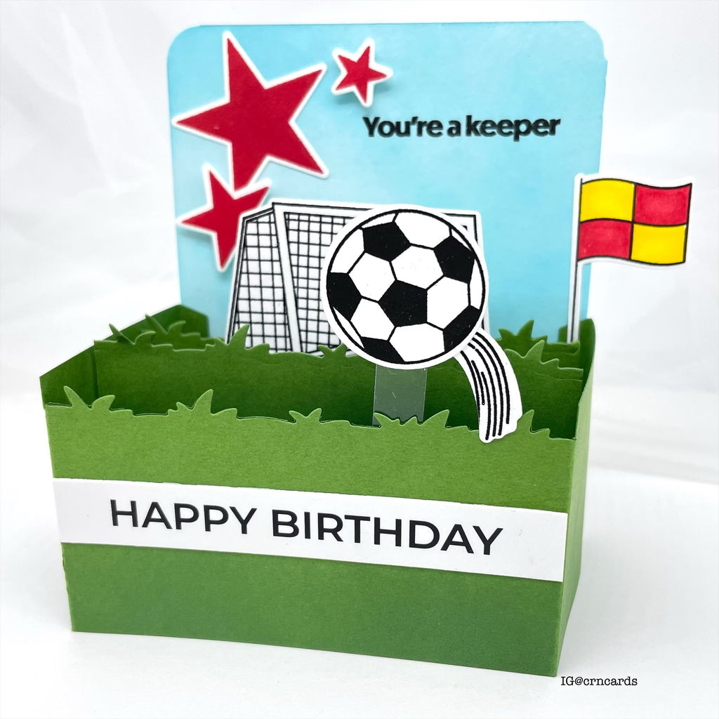 Rainbow Splash Stamps and Dies Soccer rs40set Birthday Card