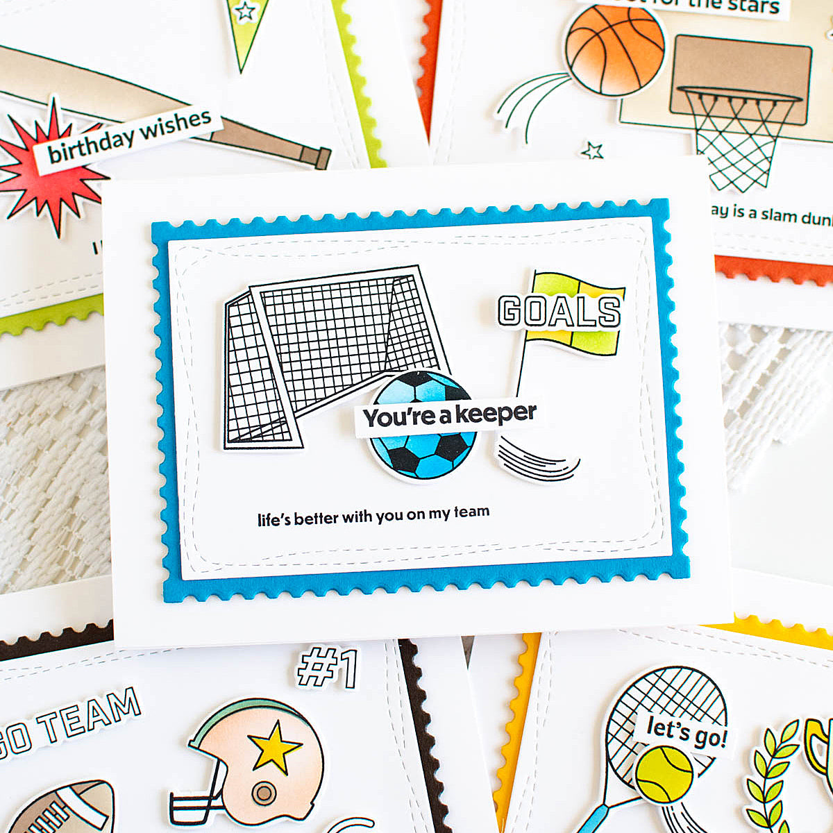 Rainbow Splash Stamps and Dies Soccer rs40set Love Card | color-code:ALT01