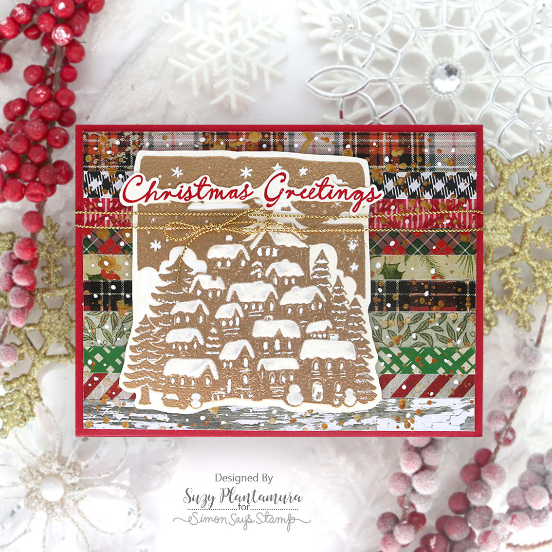 Simon Says Stamp Pawsitively Perfect Splatter Medium | color-code:ALT02 Gold st0188 Christmas Card