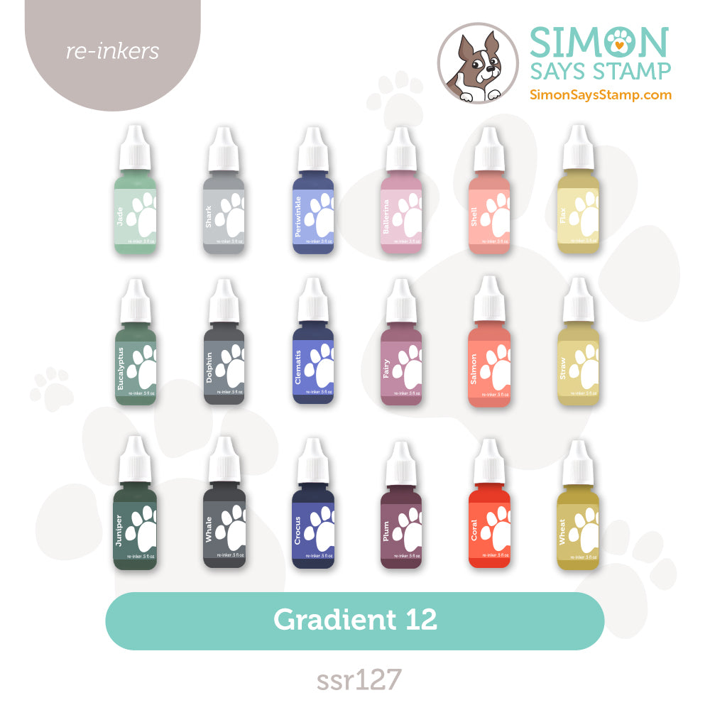 Simon Says Stamp Pawsitively Saturated Re-Inker Set Gradient 12 ssr127set