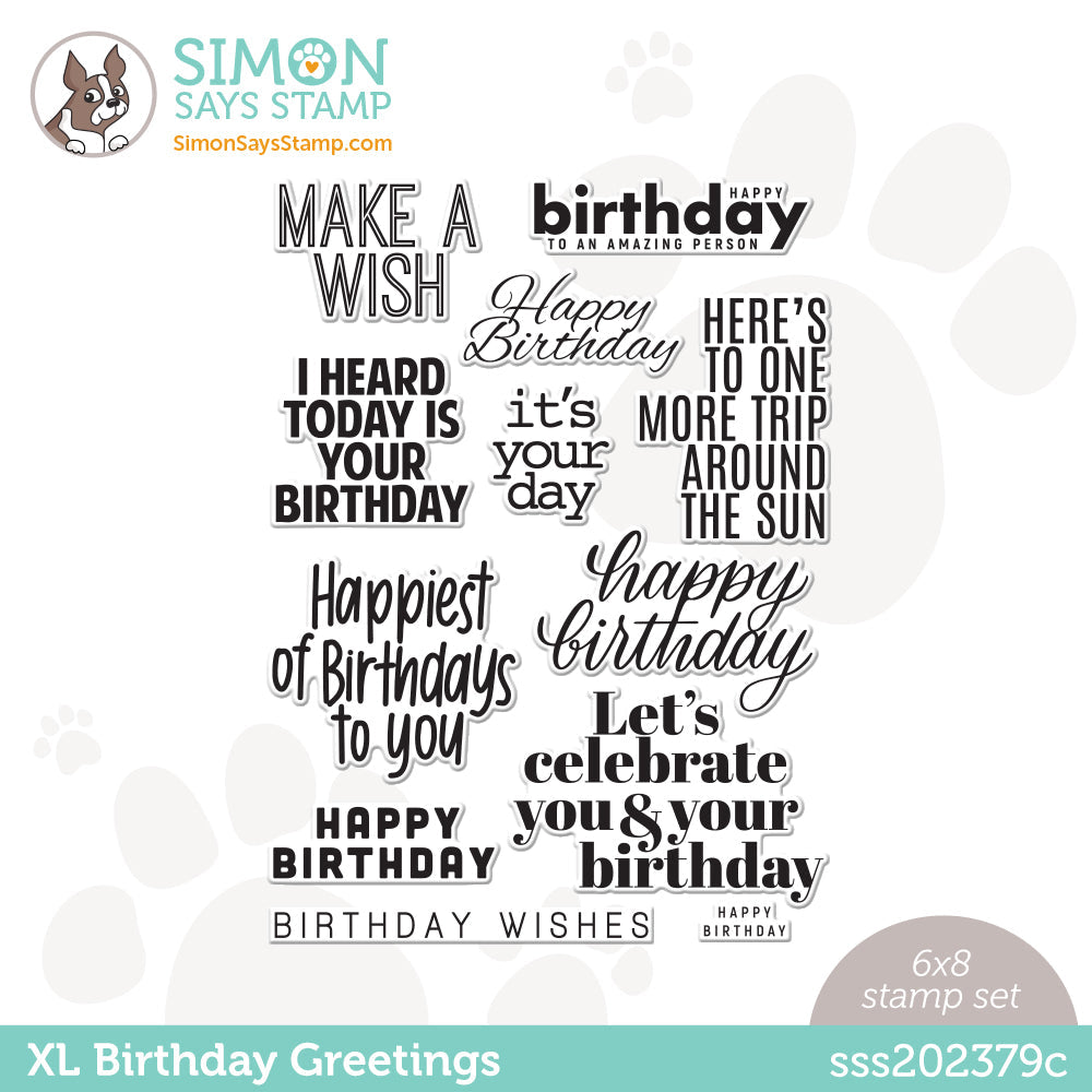 Simon Says Clear Stamps XL BIRTHDAY GREETINGS sss202379c
