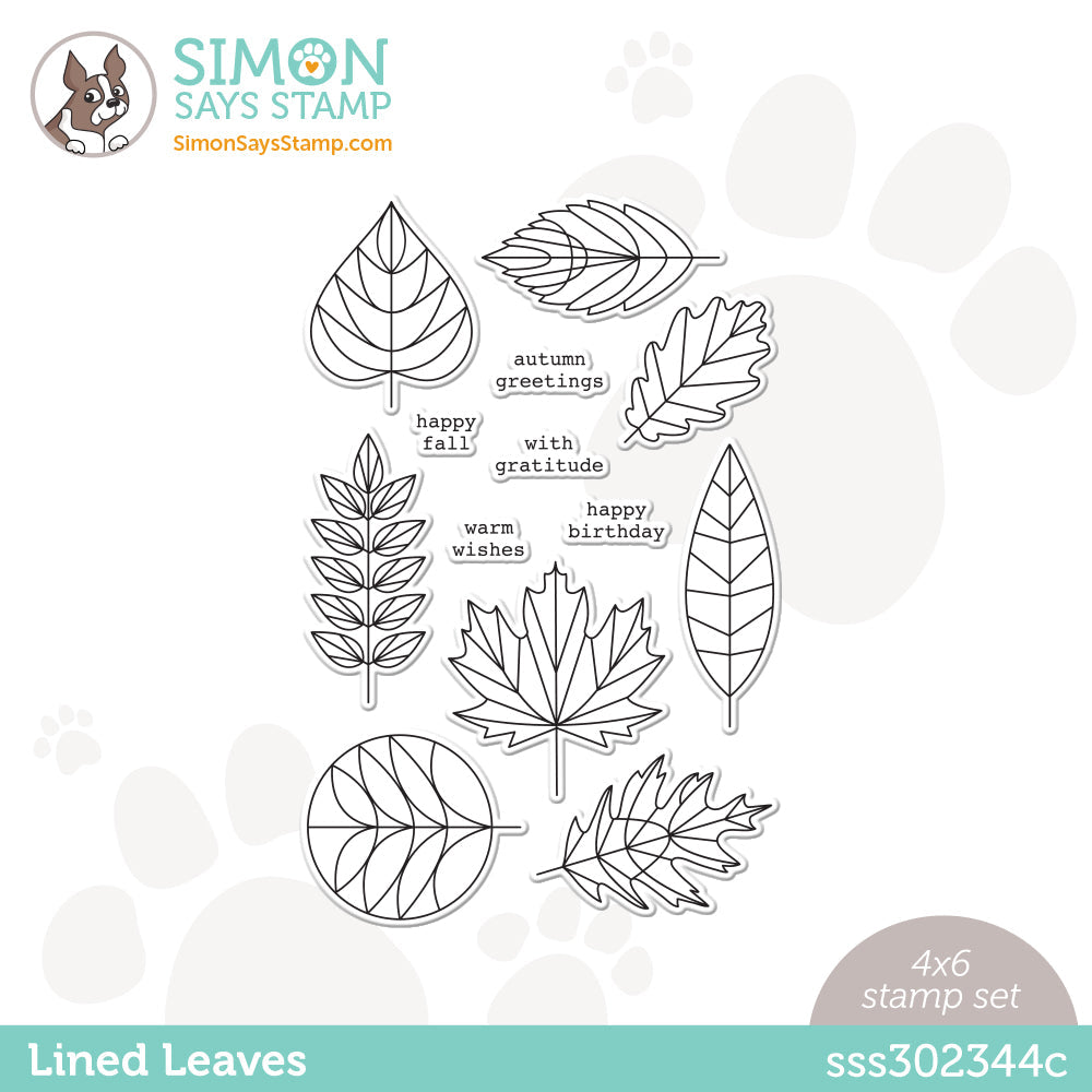 Simon Says Clear Stamps LINED LEAVES sss302344c