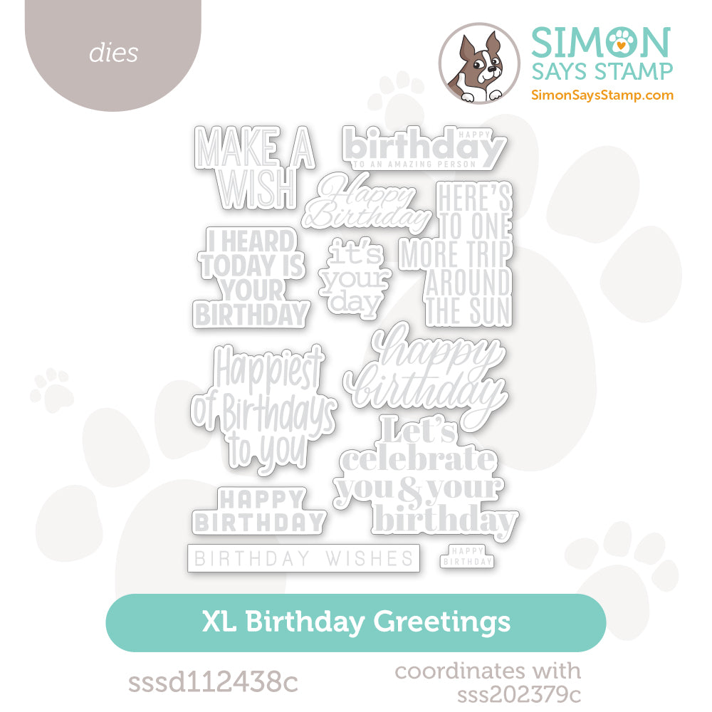 Simon Says Stamp XL Birthday Greetings Wafer Dies sssd112438c