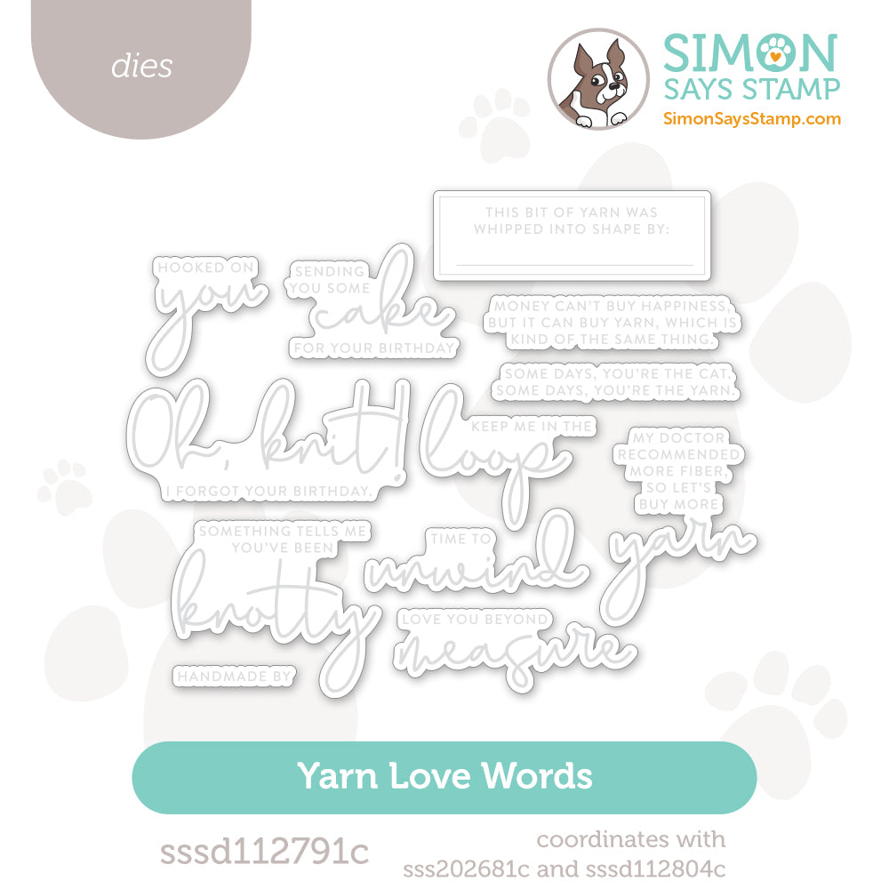 Simon Says Stamp Yarn Love Words Wafer Dies sssd112791c Beautiful Days