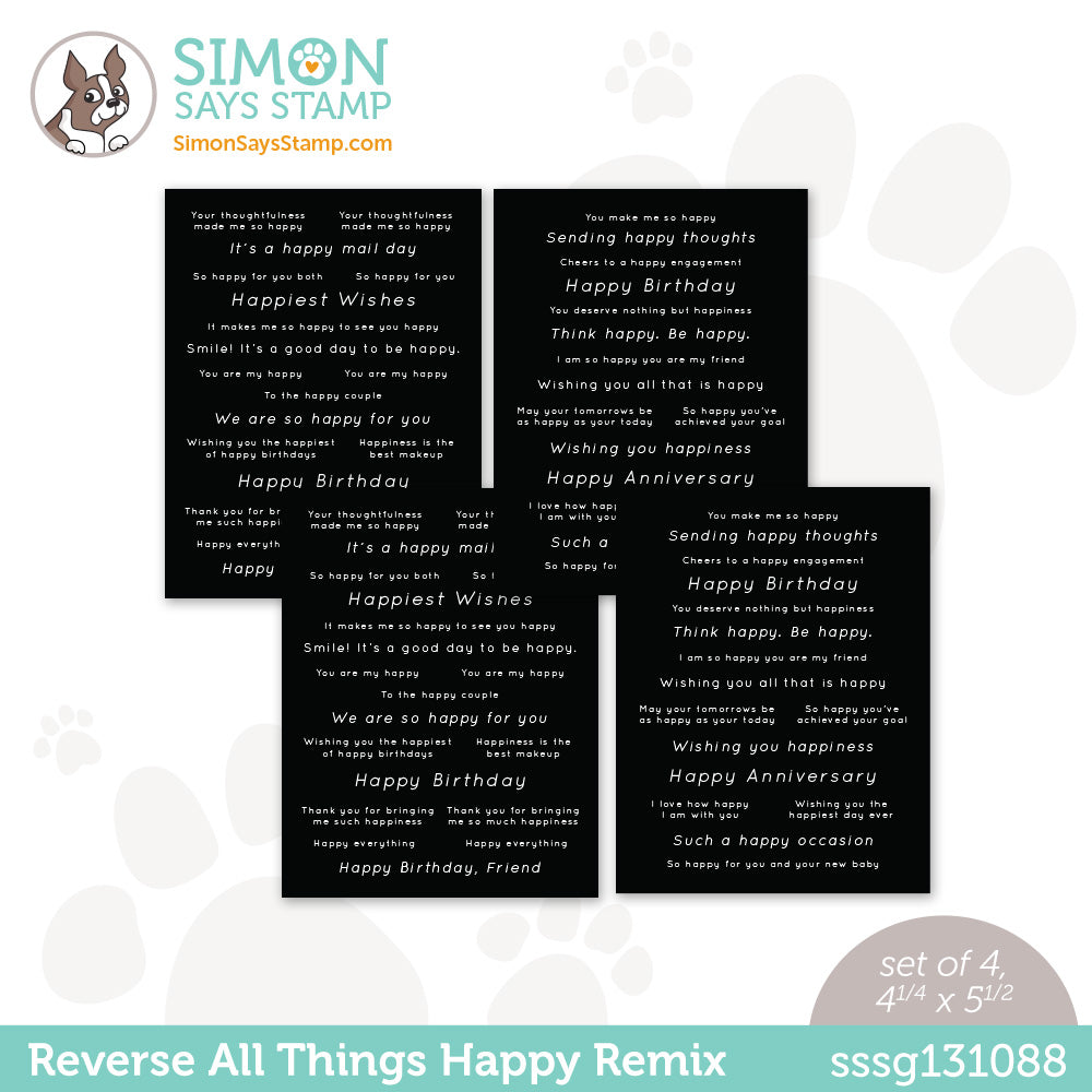 Simon Says Stamp Sentiment Strips REVERSE ALL THINGS HAPPY REMIX sssg131088