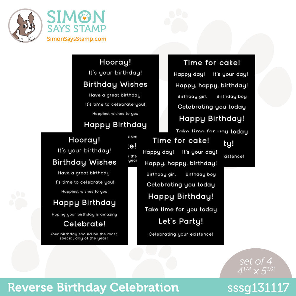 Simon Says Stamp Sentiment Strips REVERSE BIRTHDAY CELEBRATION sssg131117