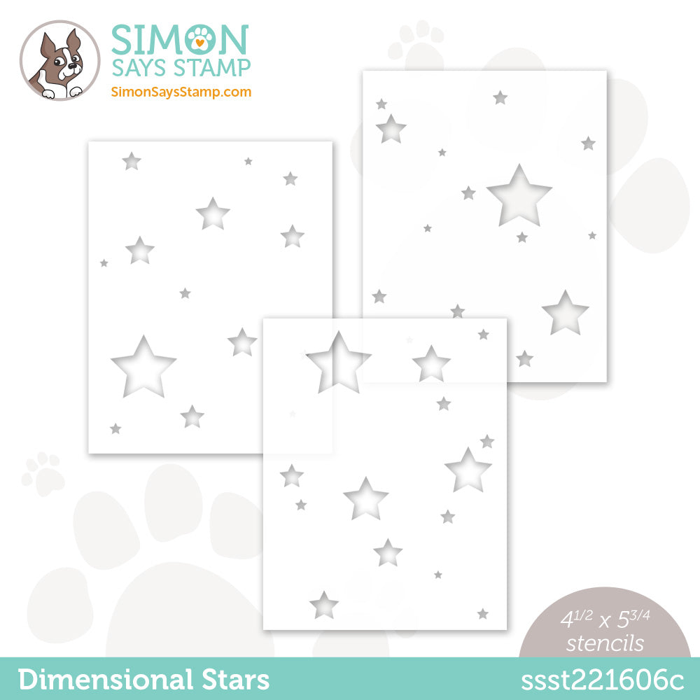 Simon Says Stamp Set of 3 Stencils DIMENSIONAL STARS ssst221606c