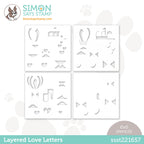 Simon Says Stamp Set of 4 Stencils LAYERED LOVE LETTERS ssst221657 Hugs *