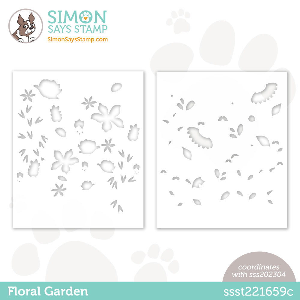 Simon Says Stamp Set of 2 Stencils FLORAL GARDEN ssst221659c Hugs