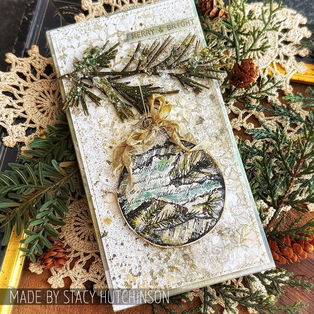 Tim Holtz Clear Stamps and Stencil Sketch Greenery, Plaid and Nordic thmm132