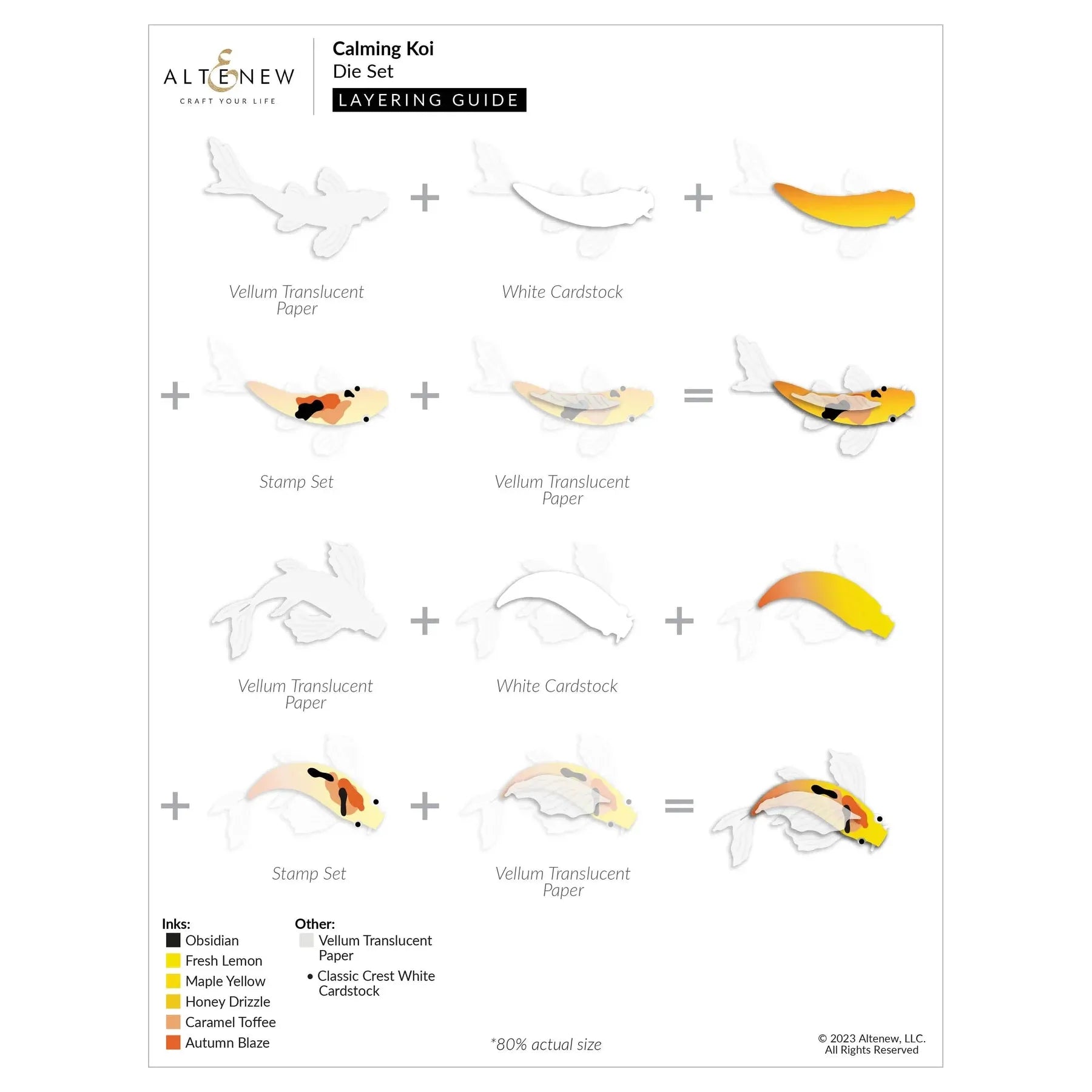 Altenew Calming Koi Clear Stamp and Die Set layering guide