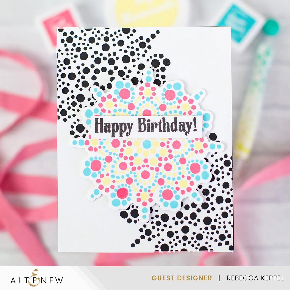 Altenew Dotted Mandala Clear Stamps alt10108 happy birthday