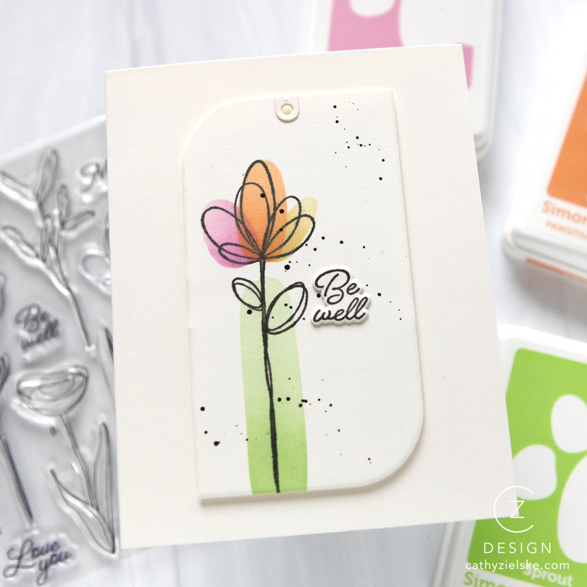 Simon Says Clear Stamps Long Stem Florals 3385ssc Be Well Card CZ Design | color-code:ALT06