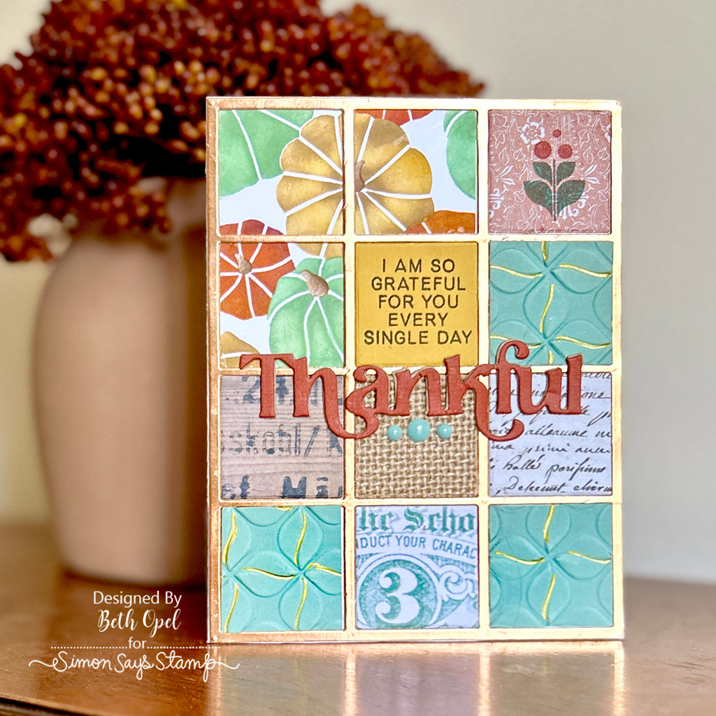 CZ Design Clear Stamps A2 Grid Basics cz399c Grateful Card