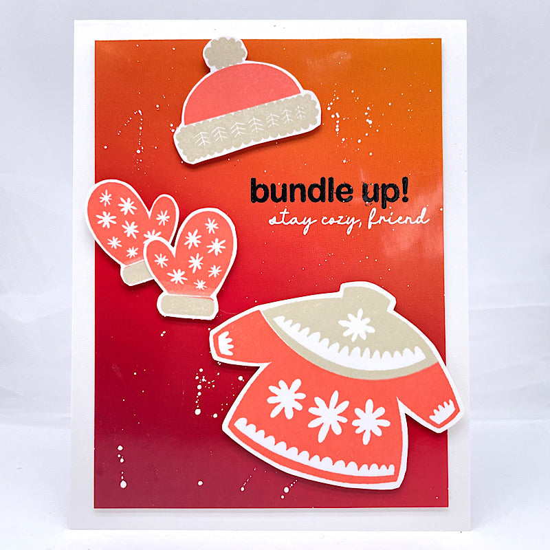 CZ Design Stamps and Dies Warmest Wishes set886ww Winter Card