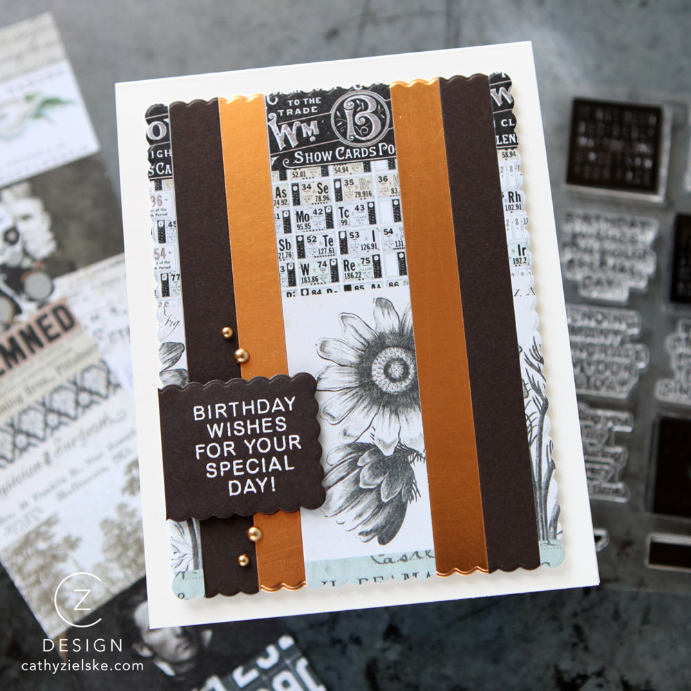 CZ Design Clear Stamps A2 Grid Basics cz399c Birthday Card | color-code:ALT01