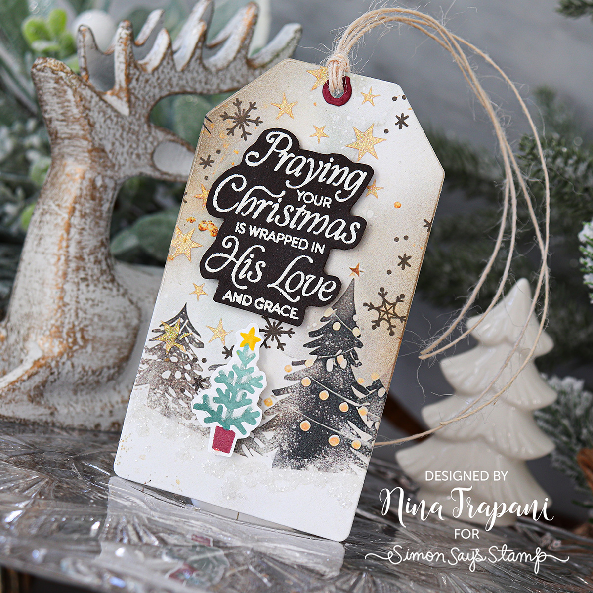 Simon Says Clear Stamps Wrapped in His Love 2349ssc Christmas Tag