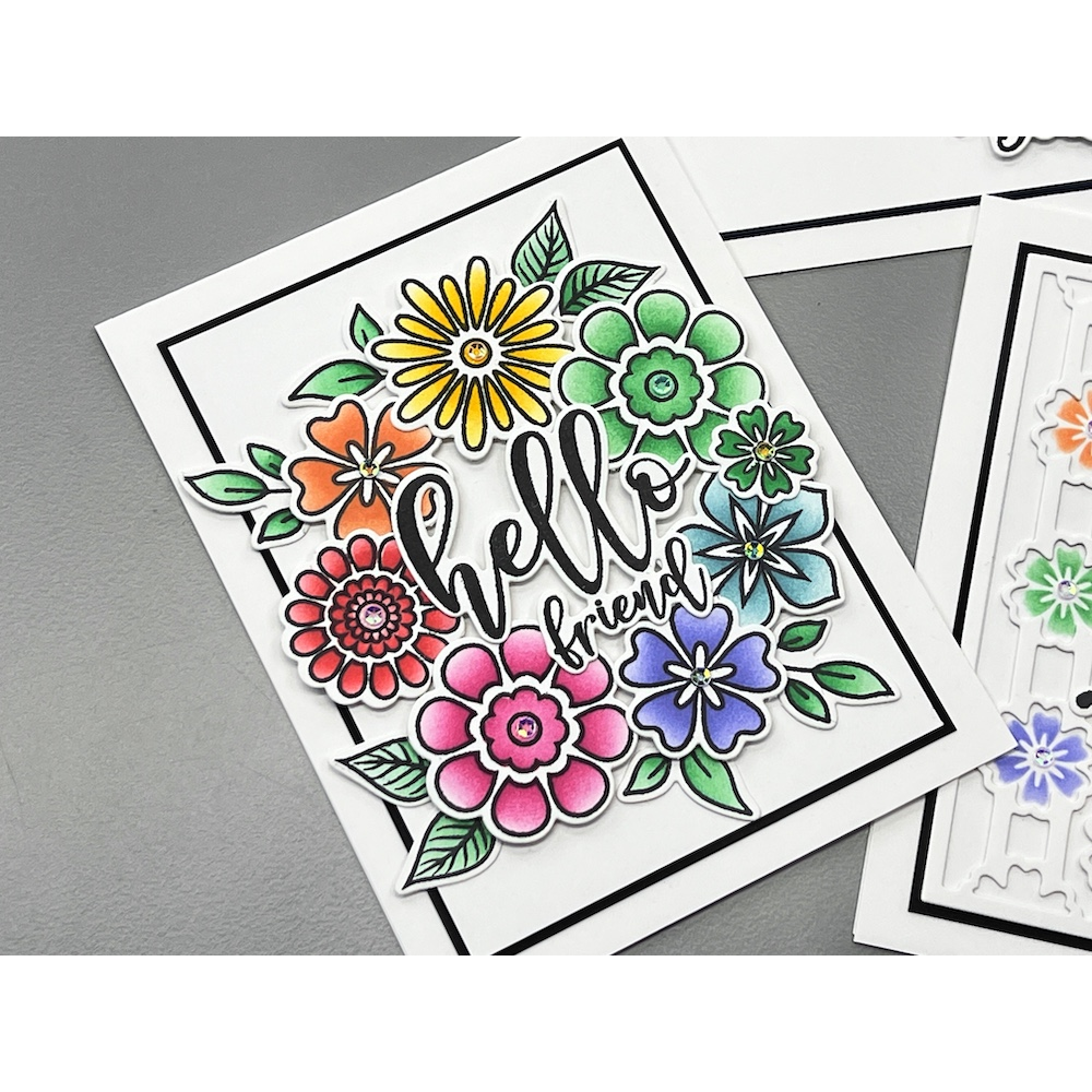 Gina K Designs for Simon Says Stamp Set of 2 Stencils Bold Blooms 1089stc Friend Card | color-code:ALT02