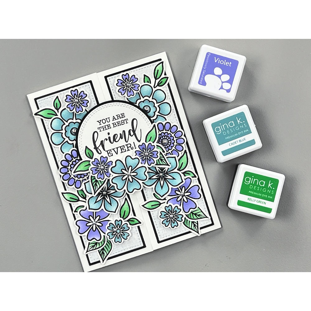 Gina K Designs for Simon Says Stamp Set of 2 Stencils Bold Blooms 1089stc Friend Card | color-code:ALT03