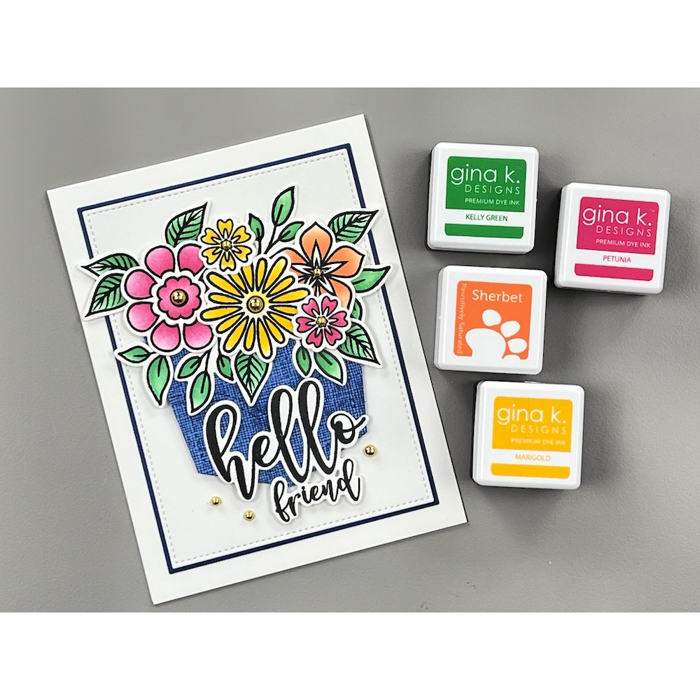 Gina K Designs for Simon Says Stamp Set of 2 Stencils Bold Blooms 1089stc Friend Card | color-code:ALT04