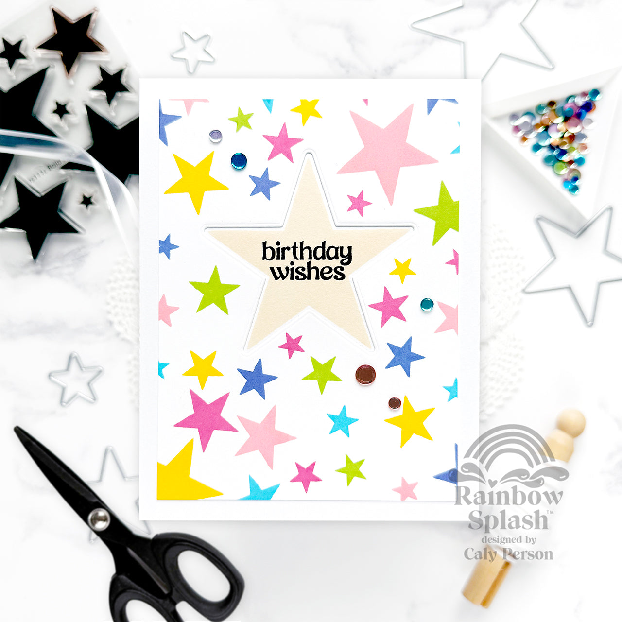 Rainbow Splash Clear Stamps Bold Stars rs111c Birthday Card | color-code:ALT02