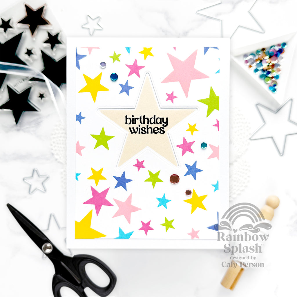 Rainbow Splash Bold Stars Wafer Dies rsd604c Birthday Card | color-code:ALT01