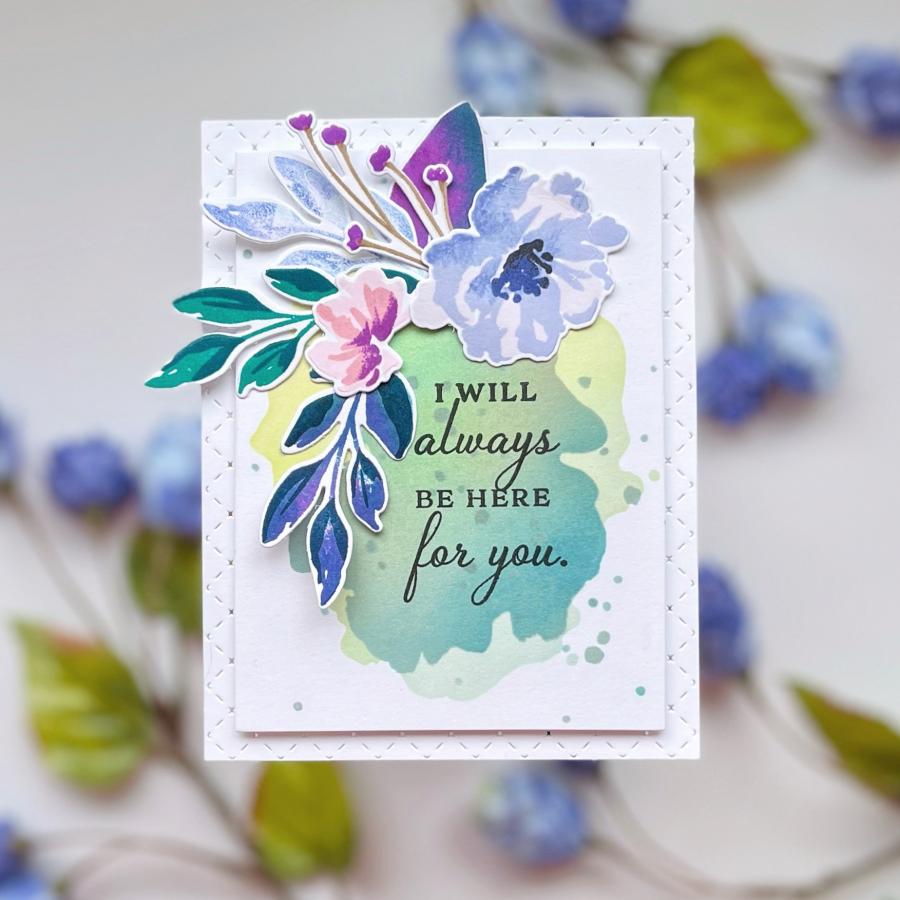 Papertrey Ink Watercolor Wonderful Stencils-0067 watercolor flowers