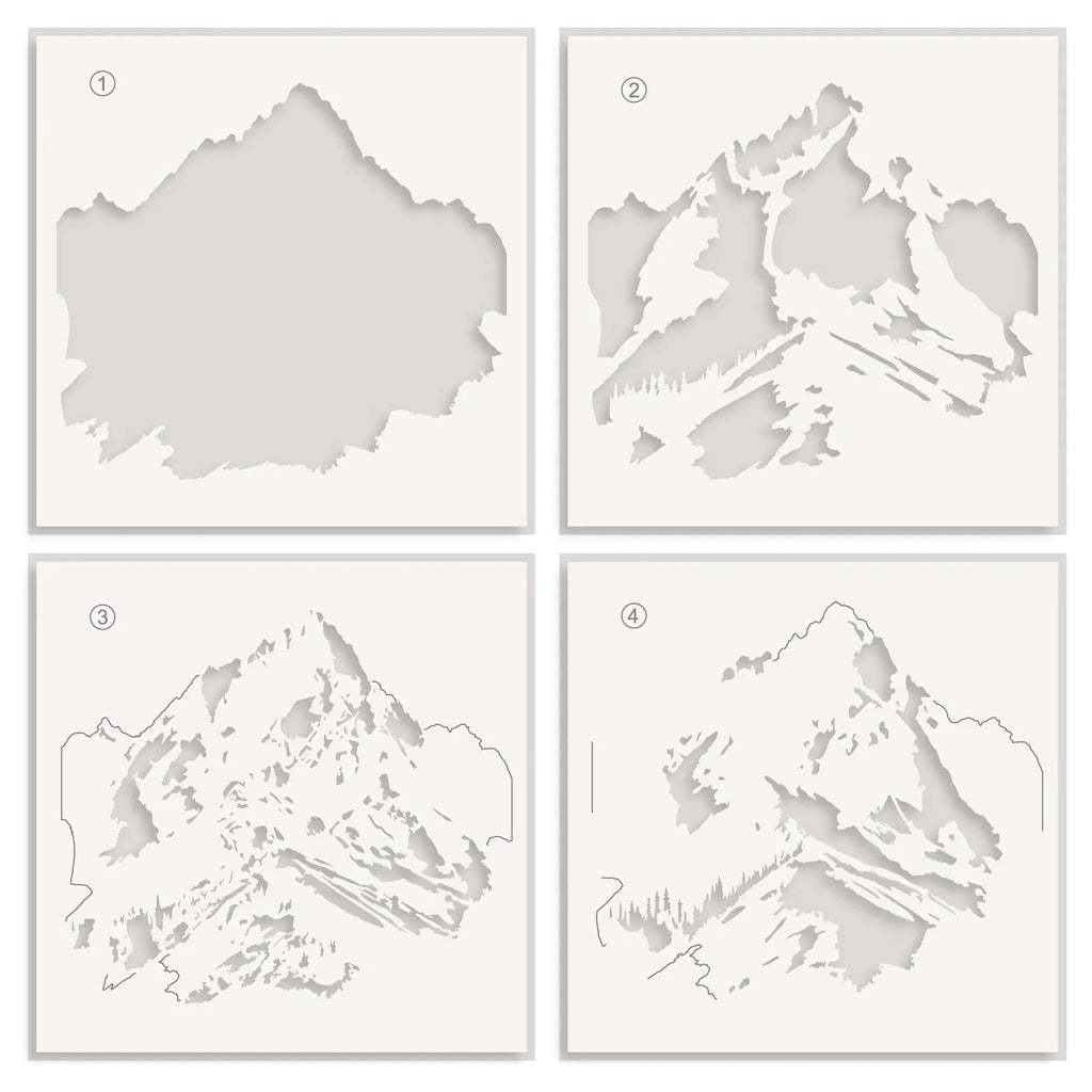 Altenew Majestic Mountains Layering Stencils alt8096 layering guide