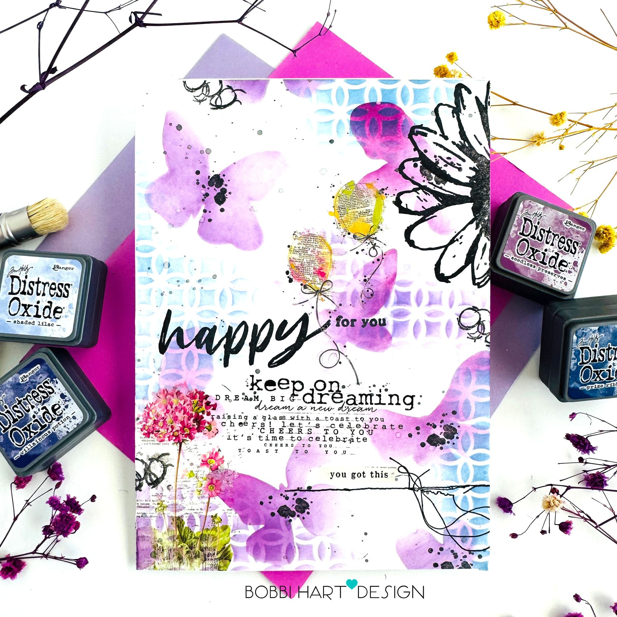 Simon Says Stamp Stencil Petal Lattice 1137st Congrats Card