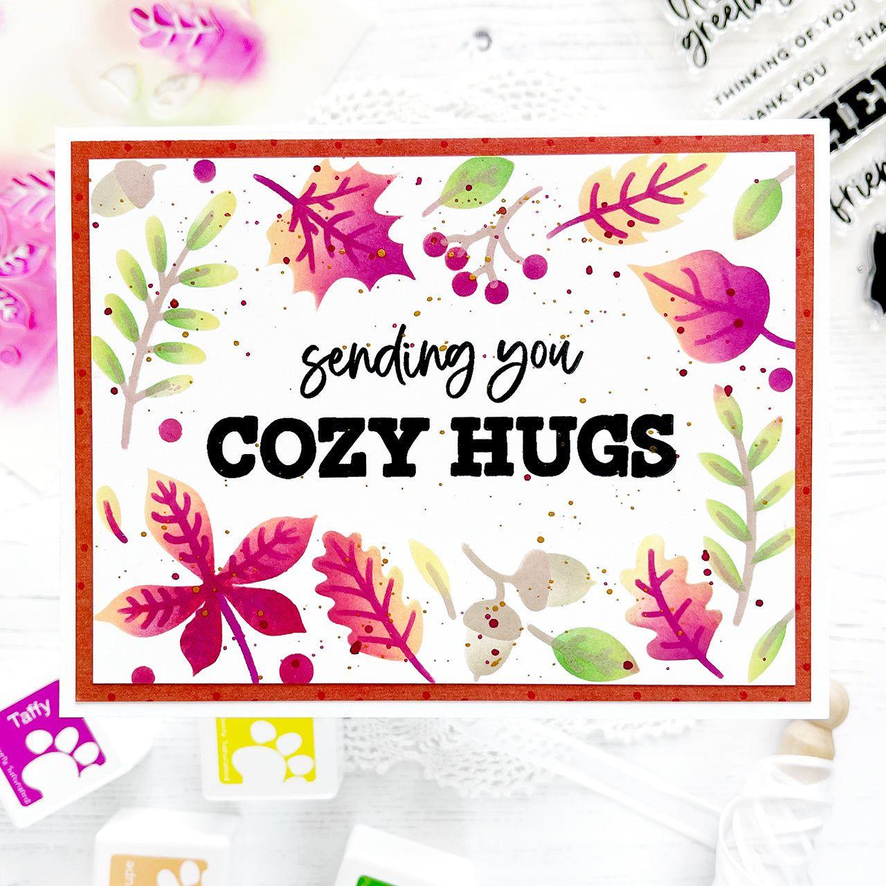 Simon Says Stamp Stencils Autumn Frame ssst221719 Hugs Card | color-code:ALT01