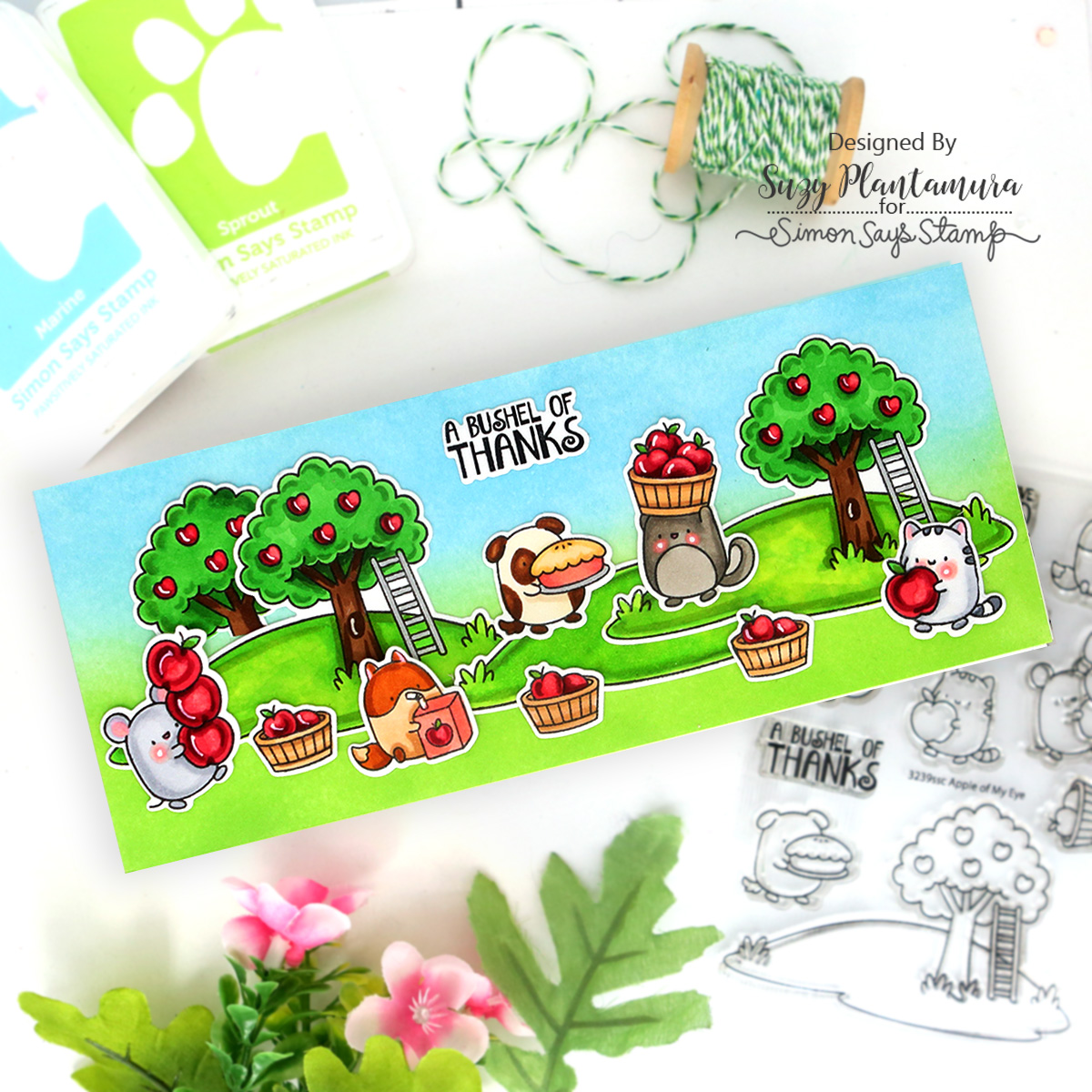 Simon Says Stamps and Dies Apple of My Eye set1047ae STAMPtember Thanks Card | color-code:ALT04