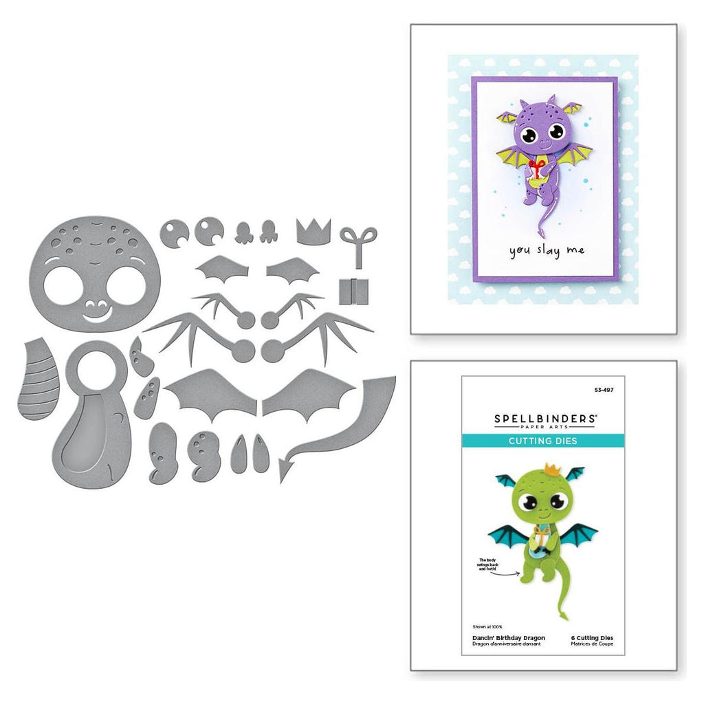 s3-497 Spellbinders Dancin' Birthday Dragon Etched Dies product image