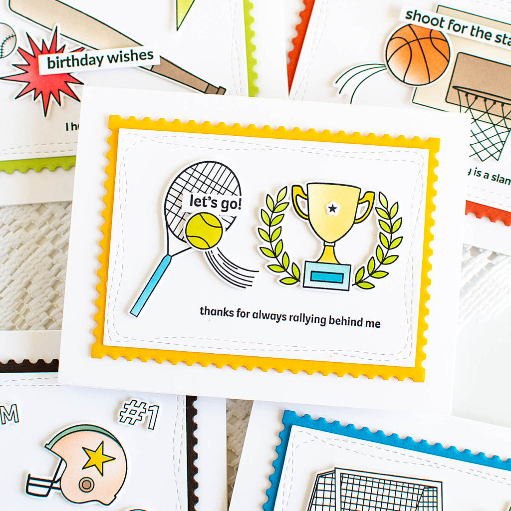 Rainbow Splash Clear Stamps Tennis rs116c Thank You Card | color-code:ALT01