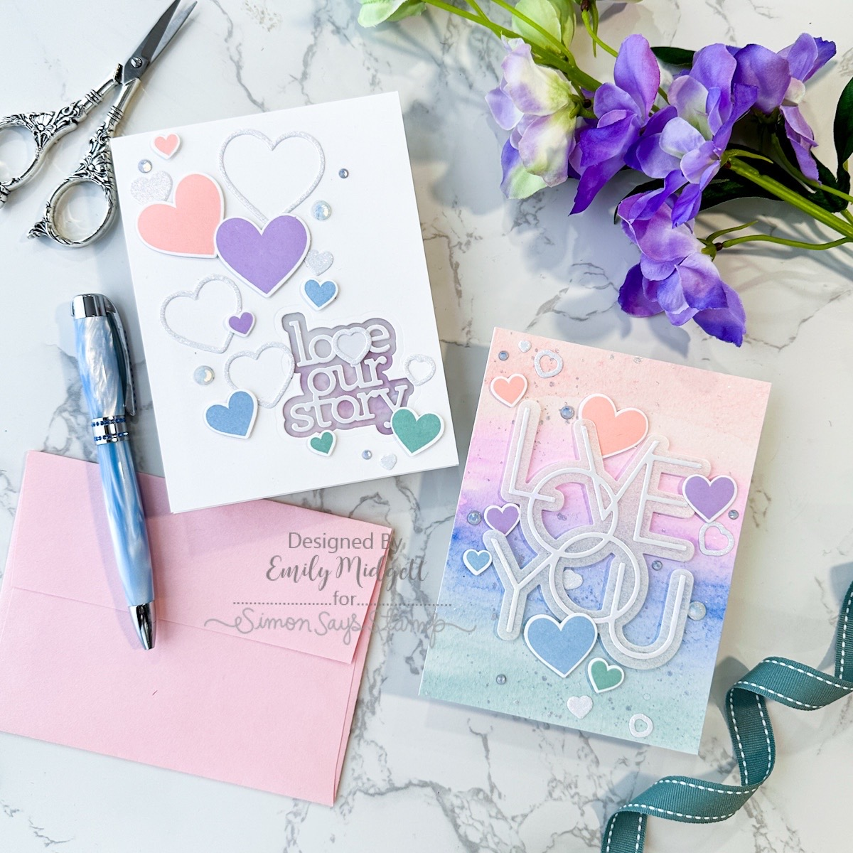 Simon Says Clear Stamps Tons of Hearts sss101451 Heart to Heart Love Cards | color-code:ALT01