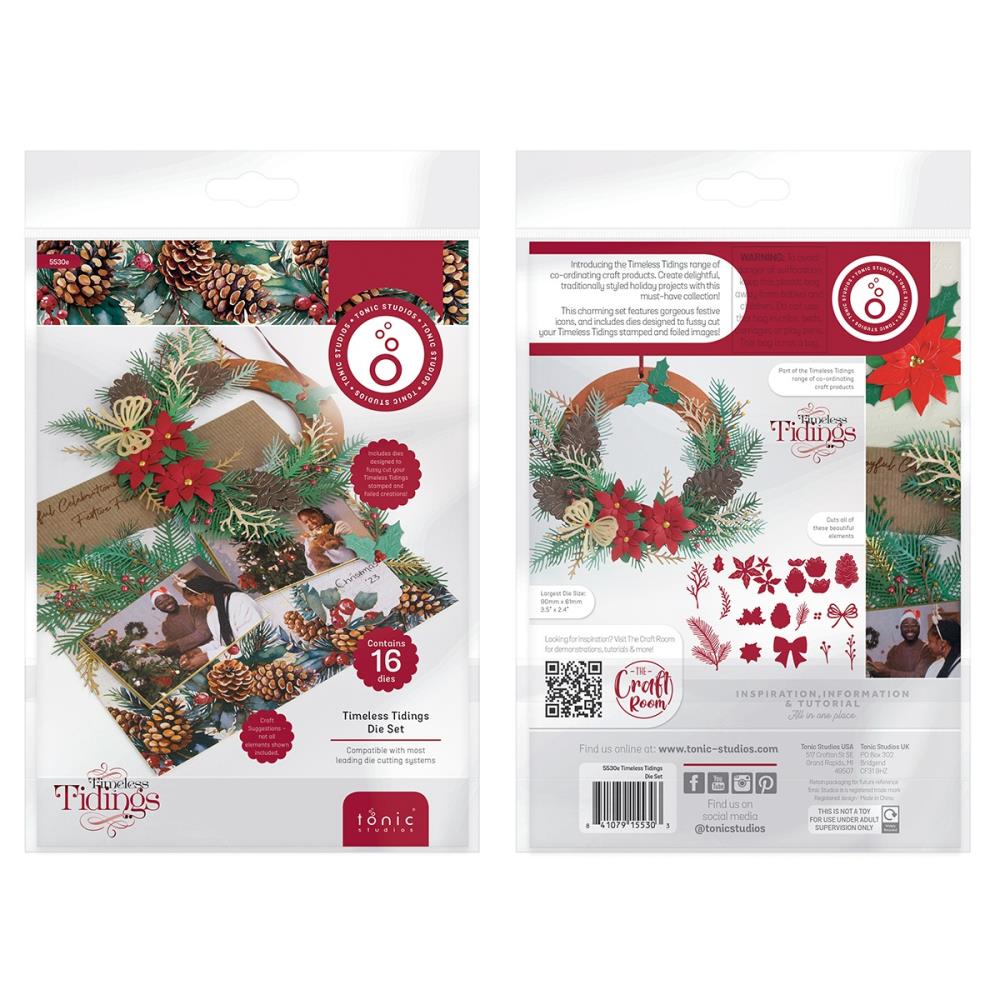 Tonic Timeless Tidings Stamps Dies And Stencils Bundle Dies Front and Back of Pack
