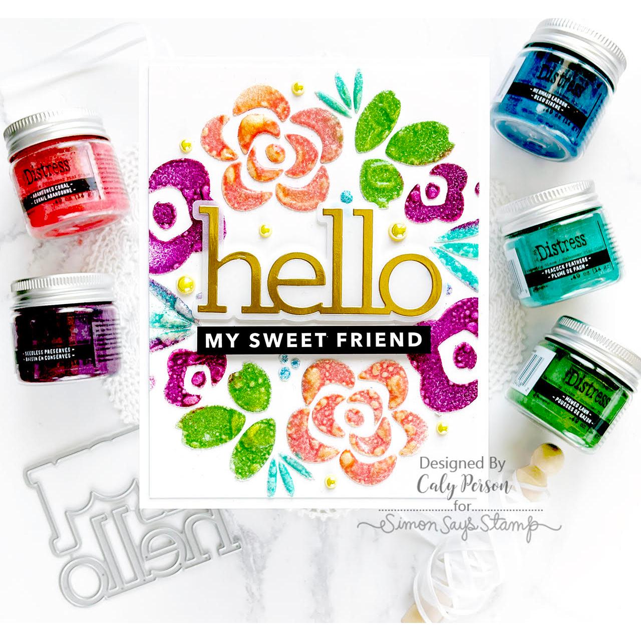 Tim Holtz Distress Embossing Glaze Abandoned Coral Ranger tde84051 Hello My Sweet Friend Card | color-code:ALT01